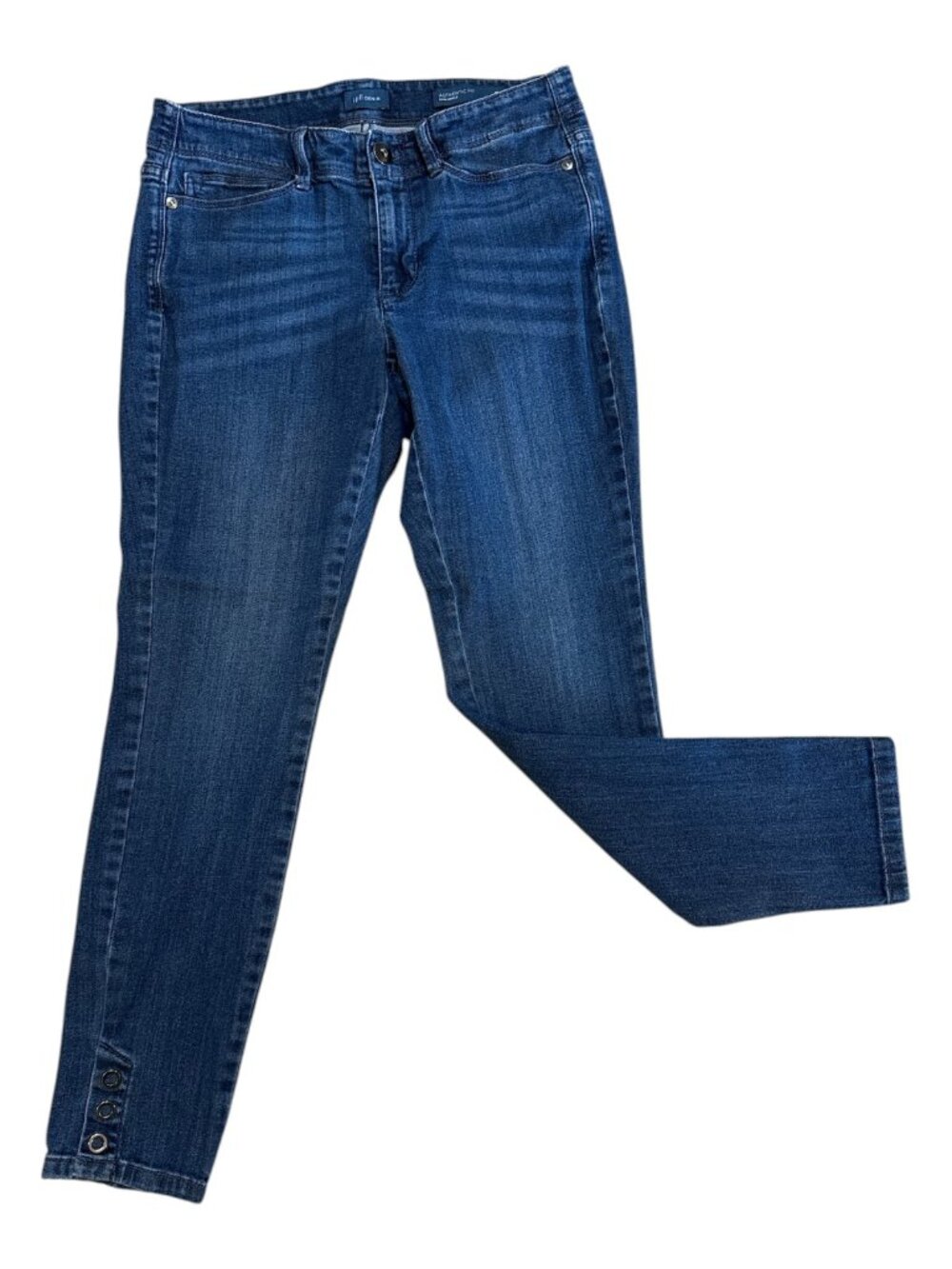 J. Jill Denim Sz 2P Blue Slim Ankle 5-Pocket Jeans w Circle Snaps at Ankle